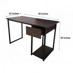 PORTABLE COMPUTER STUDY TABLE WITH DRAWER & PC CPU SHELF DARK BROWN (CT-OT-038)