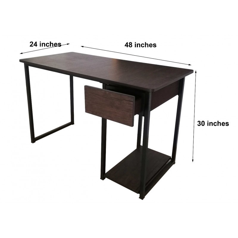 PORTABLE COMPUTER STUDY TABLE WITH DRAWER & PC CPU SHELF DARK BROWN (CT ...